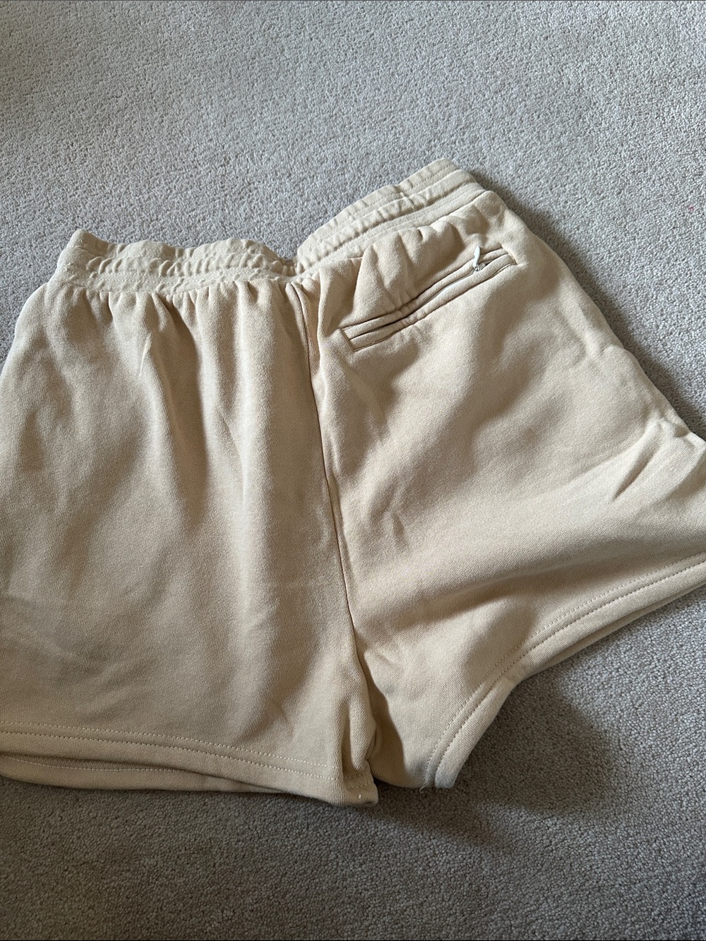 Summer Fridays Beige Drawstring Fleece Shorts! - Picture 6 of 9
